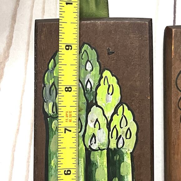 Folk Art Rustic Farmhouse Kitchen Vibrant Vegetables 3 Panel Wood Paintings Set - Picture 7 of 9